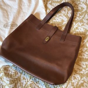 Fossil Large Brown Leather Tote - Fall Bag!